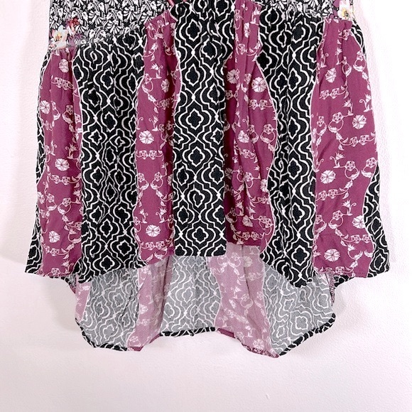 Free People Dream Darlin’ Black Purple Women’s Size M 100% Rayon Boho Tank Top - Picture 7 of 16